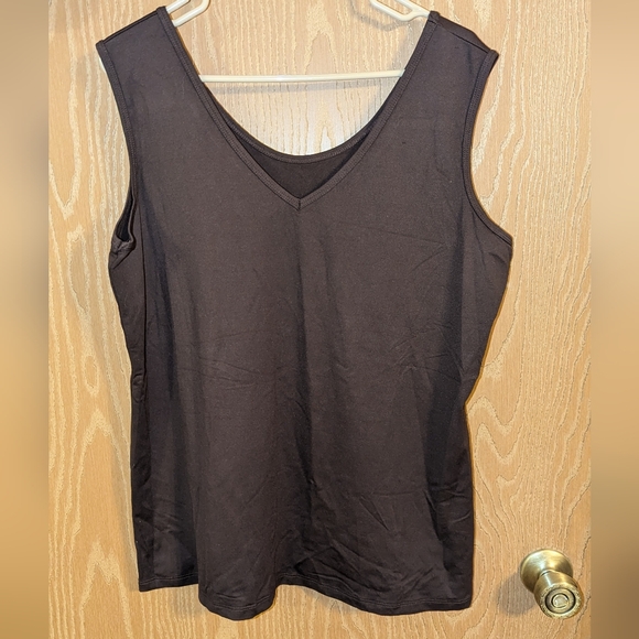 NWOT - CJ Banks - Brown V-Neck Tank - 1X - Picture 2 of 6